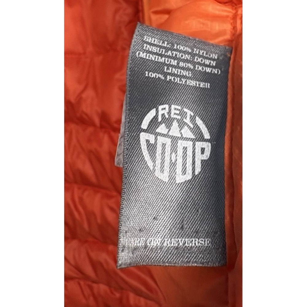 REI Co-Op Puffer Vest Down Men's Full Zip Nylon Shell Orange Pockets No Size Tag - Picture 3 of 5